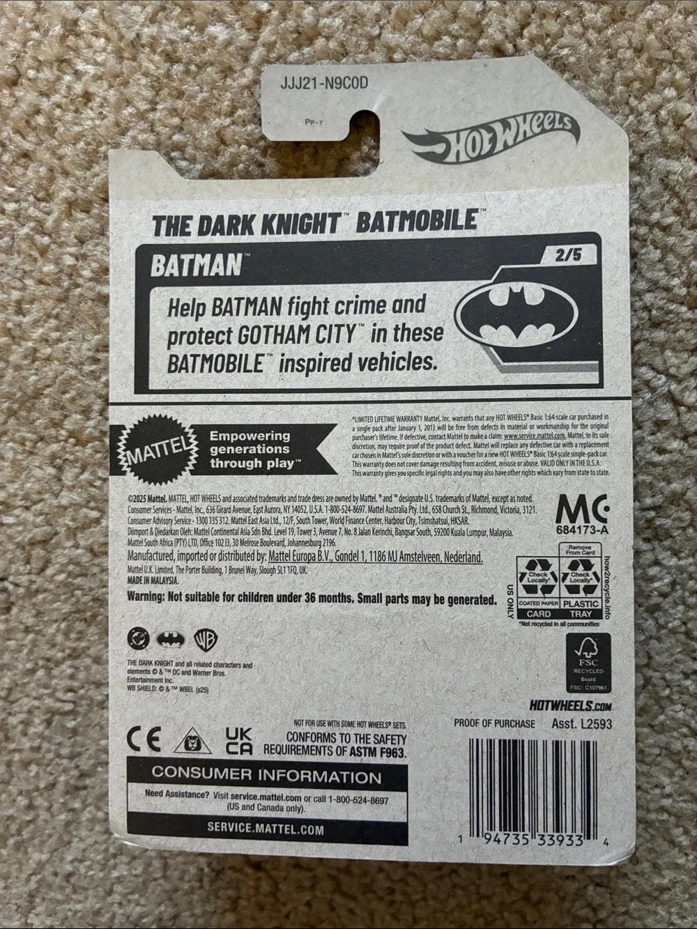 Mattel Hot Wheels The Dark Knight Batmobile